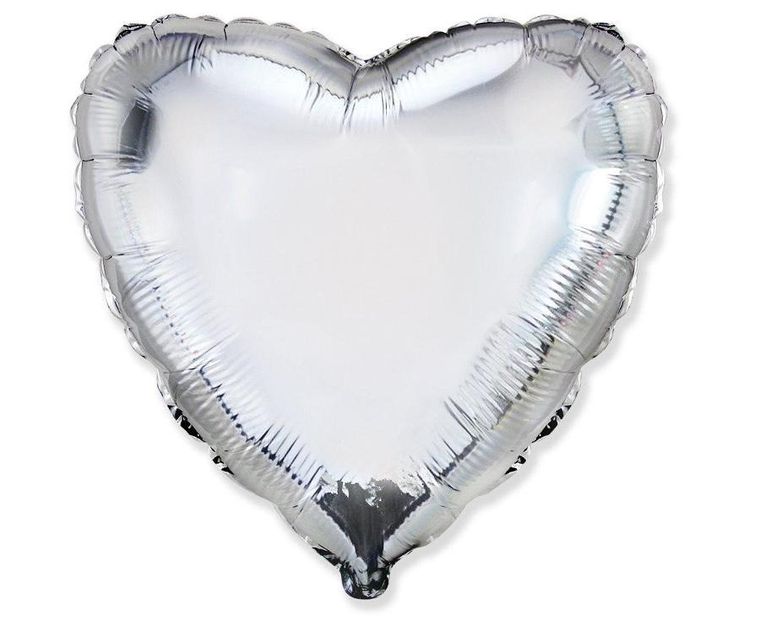 Godan, balon foliowy, serce, srebrne, 46 cm