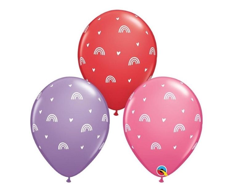 GoDan, balon z nadrukiem, Boho, Rainbows&Hearts, 28 cm, 25 szt.