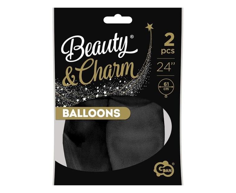 GoDan, balony beauty&charm, pastelowe czarne, 2 szt.