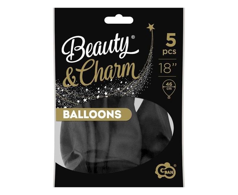 GoDan, balony beauty&charm, pastelowe czarne, 5 szt.