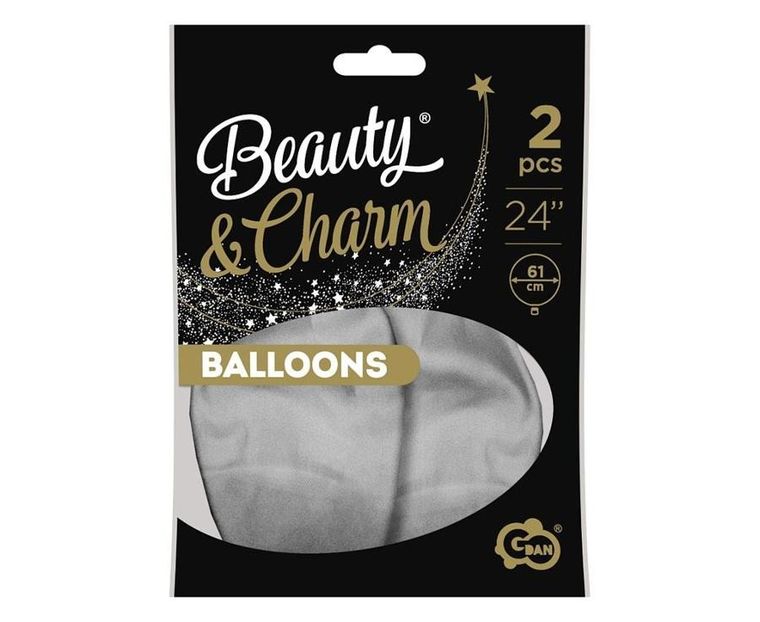 GoDan, balony beauty&charm platynowe srebrne, 2 szt.