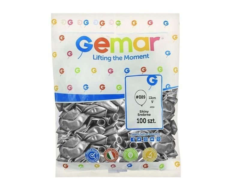 GoDan, balony chromowane, srebrne, 13 cm, 100 szt.
