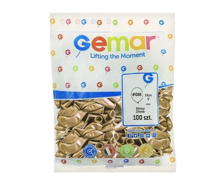 Godan, balony chromowane, złote, 13 cm, 100 szt.