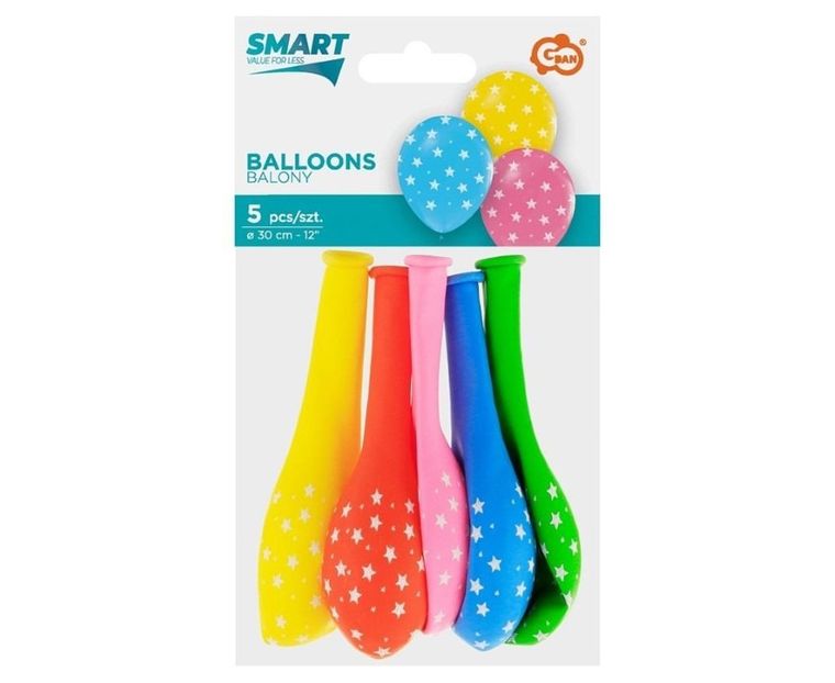 GoDan, balony, Gwiazdki, 30 cm, 5 szt.