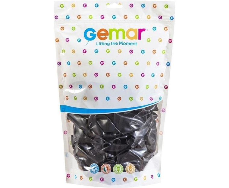 GoDan, balony metaliczne, czarne, 33 cm, 50 szt.