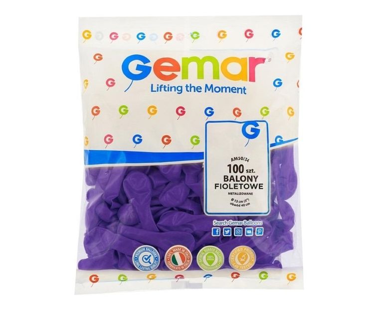 GoDan, balony, metaliczne, fioletowe, 13 cm, 100 szt.