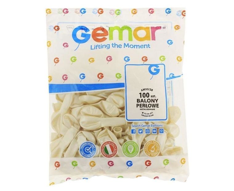 Godan, balony metaliczne perłowe, 13 cm, 100 szt.