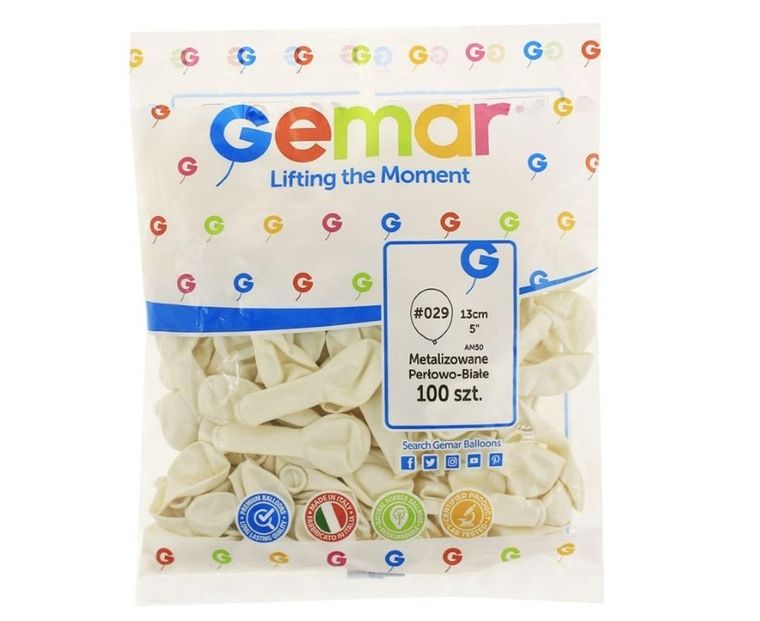 GoDan, balony, metaliczne, perłowo-białe, 100 szt.