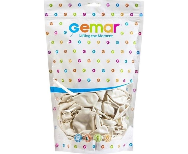 GoDan, balony metaliczne, perłowo-białe, 33 cm, 50 szt.