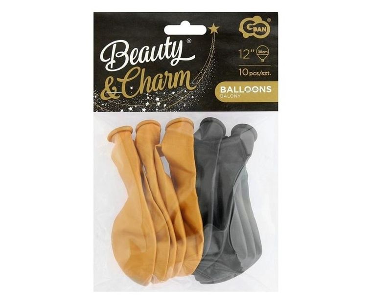 Godan, balony metaliczne, złote i czarne, 10 szt.