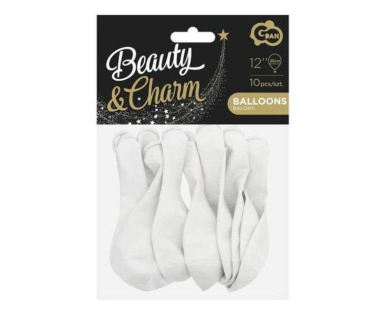 Godan, balony, pastelowe Beauty&Charm białe, 30 cm, 10 szt.