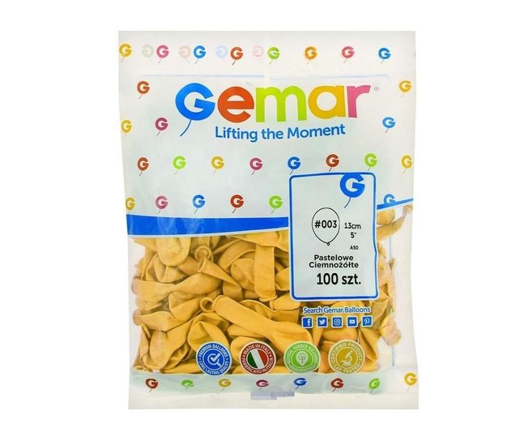 GoDan, balony pastelowe, ciemnożółte, 100 szt.