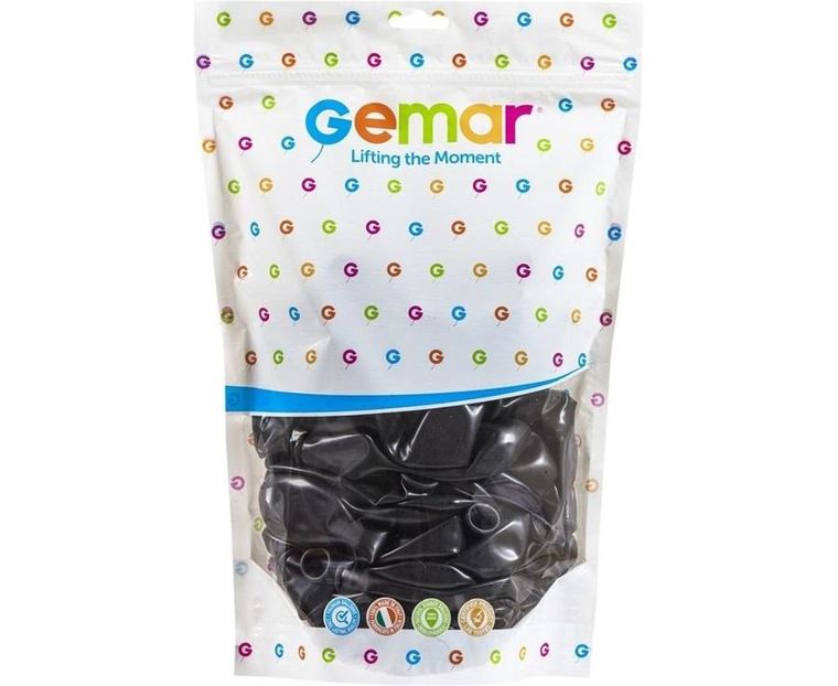 Godan, balony pastelowe, czarne, 33 cm, 50 szt.