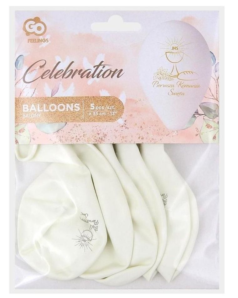 Godan, balony, Pierwsza komunia, 33 cm, 5 szt.