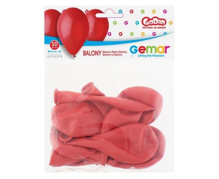 GoDan, balony, premium, czerwone, 25,5 cm, 10 szt.