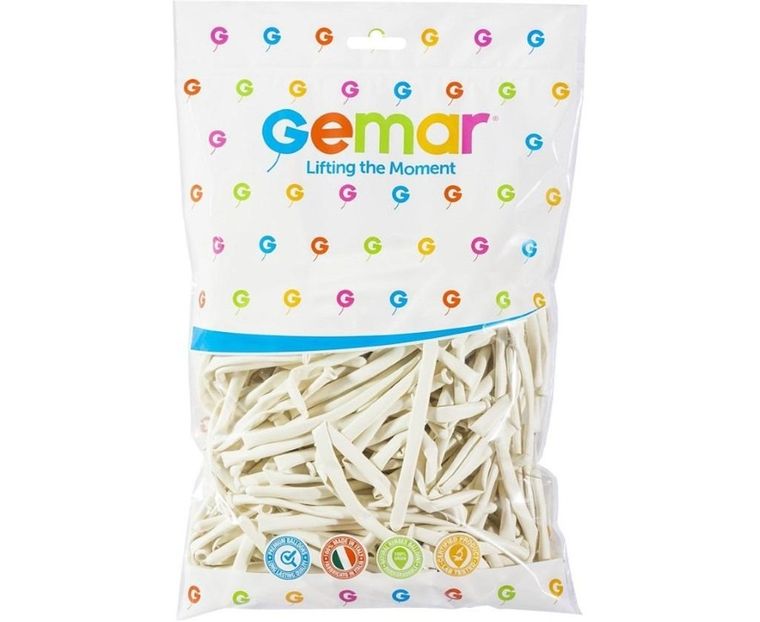 GoDan, balony, rurki włoskie, białe, 100 szt.
