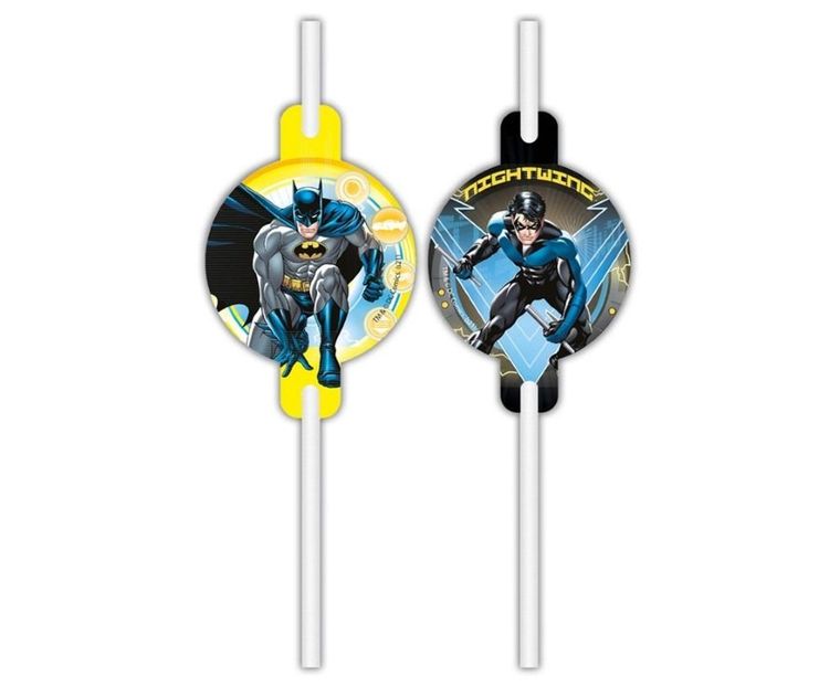 GoDan, Batman, słomki papierowe z medalionem, 4 szt.