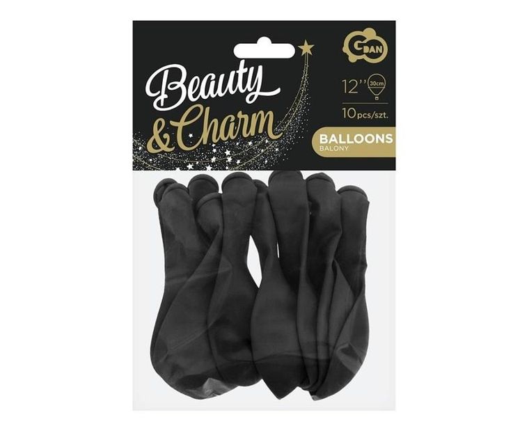 Godan, Beauty&Charm, balony pastelowe, czarne, 12", 10 szt.
