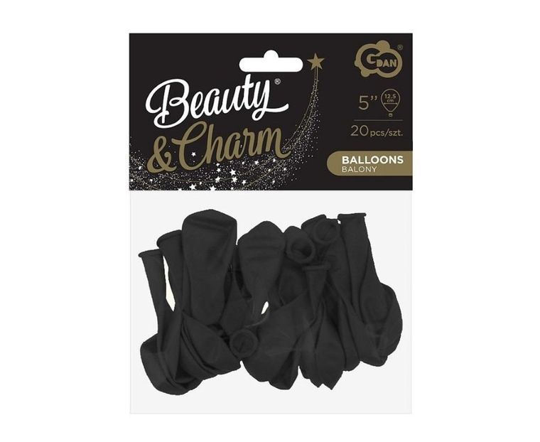 GoDan, Beauty&Charm, balony pastelowe, czarne, 13 cm, 20 szt.