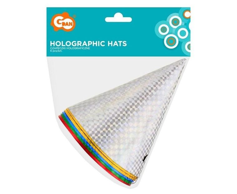GoDan, czapeczki papierowe, holograficzne, 6 szt.