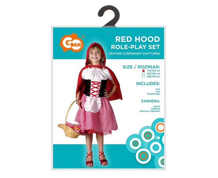 GoDan, Czerwony Kapturek, strój dla dzieci, rozmiar 110/120 cm