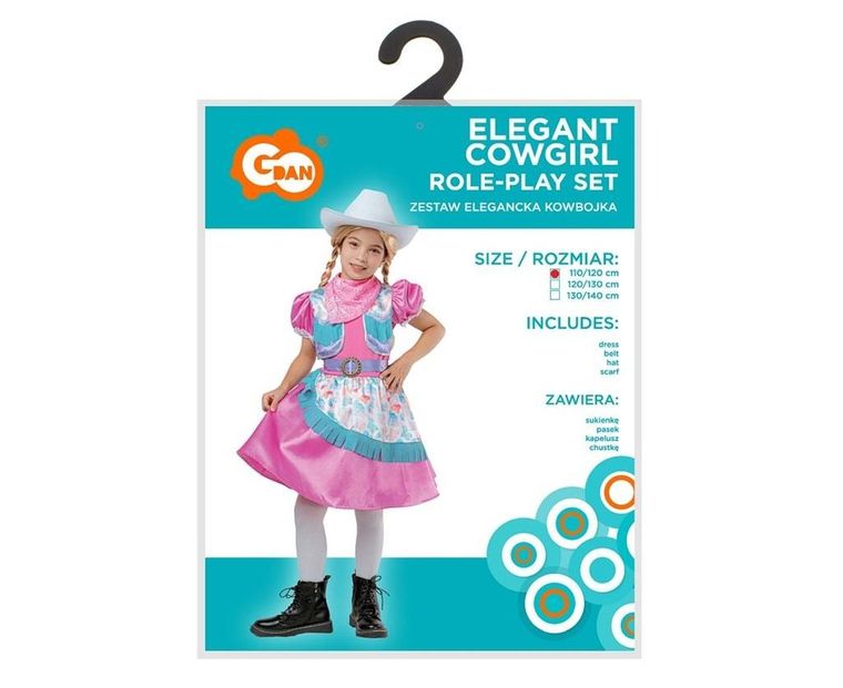 GoDan, Elegancka Kowbojka, strój dla dzieci, rozmiar 110/120 cm