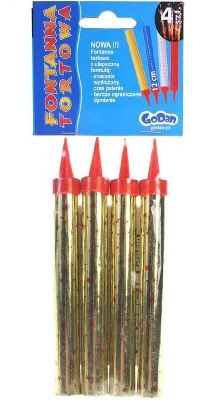 Godan, fontanna tortowa holograficzna, 12 cm, 4 szt.