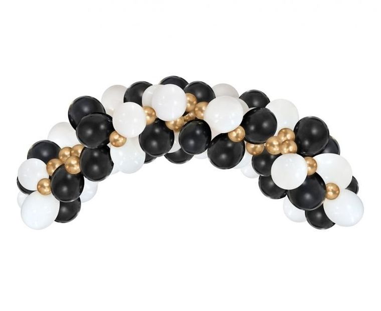 GoDan, girlanda balonowa, biało-złoto-czarna, 70 szt.