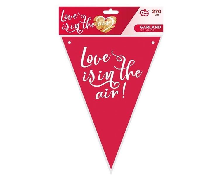 GoDan, girlanda, flagi, papierowa, Love is in the Air, 270 cm