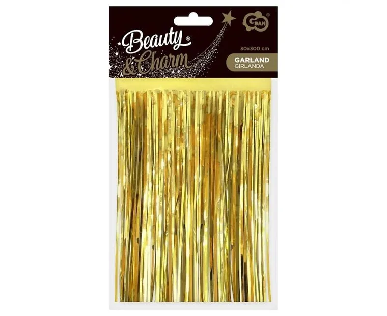 GoDan, girlanda foliowa, frędzle, złota, 300 cm