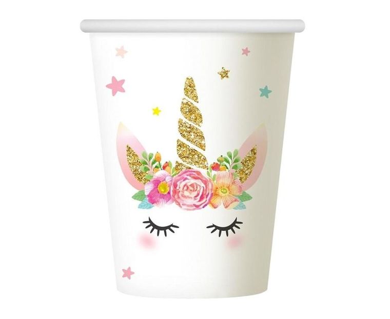 GoDan, kubeczki papierowe, jednorożec, 266 ml, 6 szt.