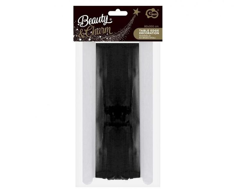 GoDan, kurtyna dekoracyjna, frędzle, czarna, 80-300 cm