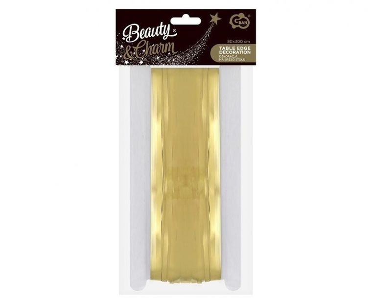 GoDan, kurtyna dekoracyjna, frędzle, złota, 80-300 cm