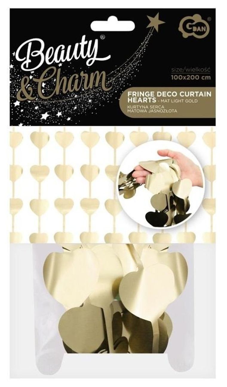 GoDan, kurtyna dekoracyjna, matowa, serca, 100-200 cm