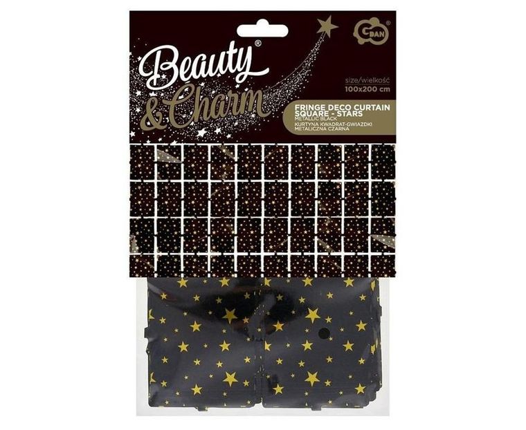 Godan, kurtyna kwadrat, gwiazdki, metaliczna czarna, 100-200 cm