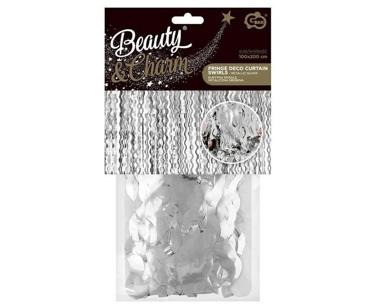 Godan, kurtyna spirale, metaliczna srebrna, 100-200 cm