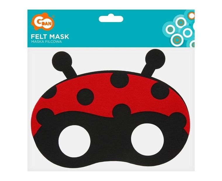 GoDan, ozdoba karnawałowa, maska filc, biedronka