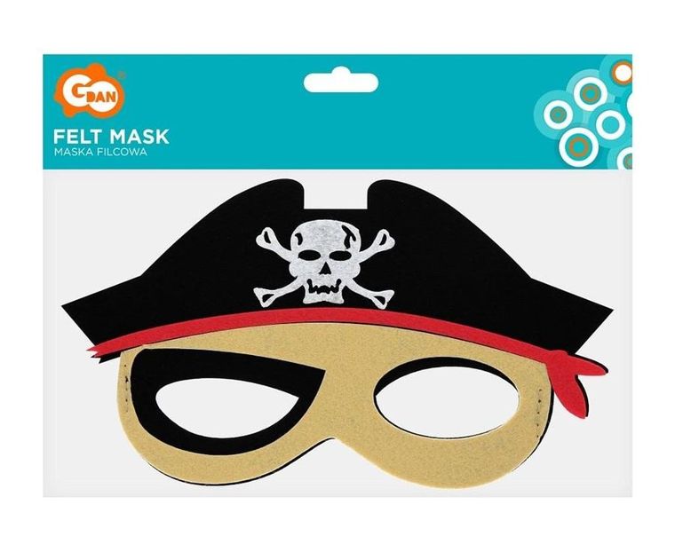 GoDan, ozdoba karnawałowa, maska filc, pirat