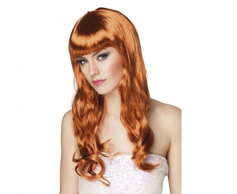 GoDan, peruka, falowane rude włosy