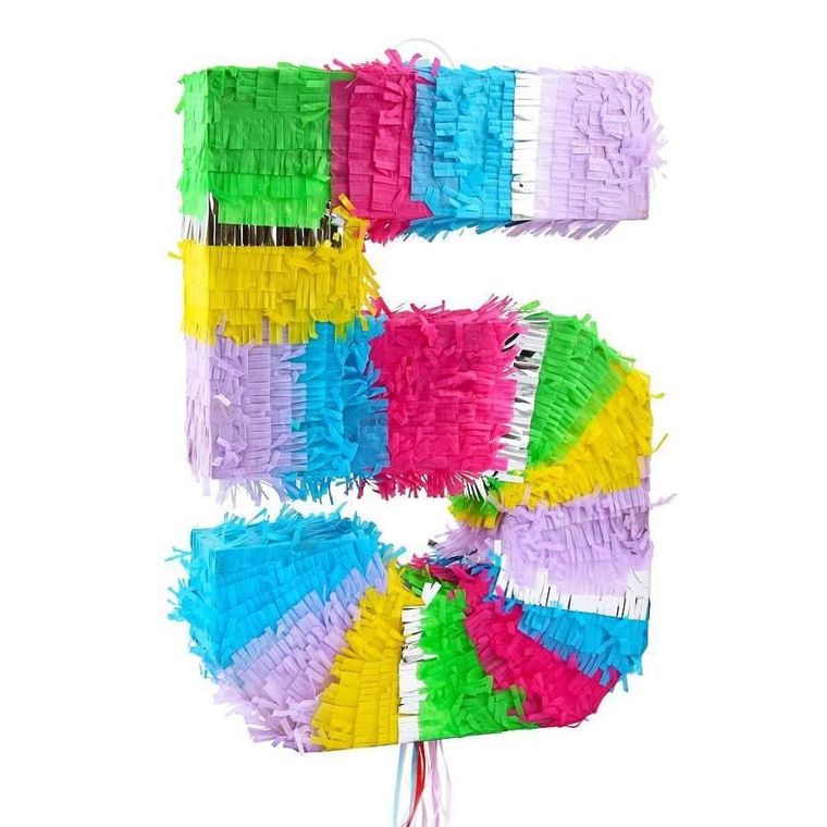 Godan, piniata, cyfra 5, pastelowa, 50-35-7.5 cm