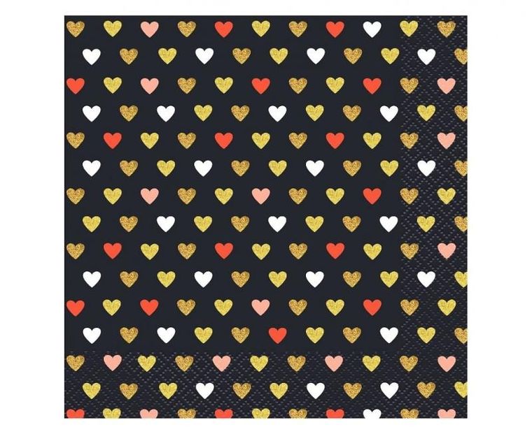 Godan, serwetki papierowe w serca, czarne, 20 szt.