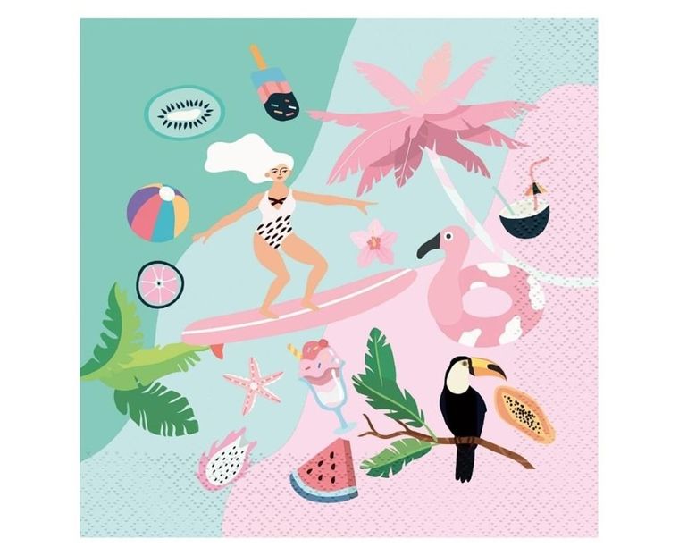 GoDan, serwetki, Summer Let's Party surfing, 33-33 cm, 20 szt.