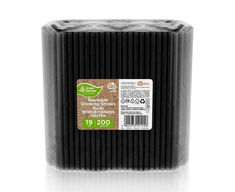 Godan, słomki wielokrotnego użytku, czarne, 200 szt.