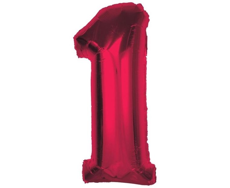 GoDan, Smart, balon foliowy, cyfra 1, czerwona, 92 cm