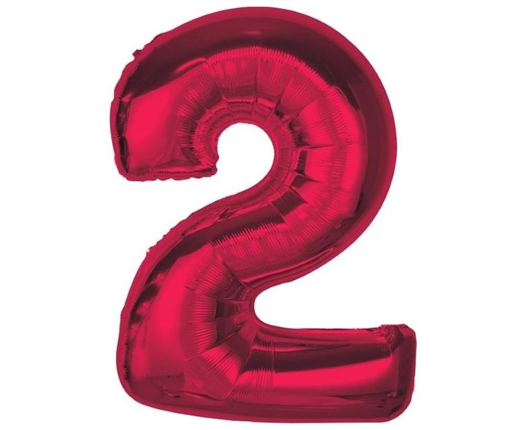 GoDan, Smart, balon foliowy, cyfra 2, czerwona, 92 cm