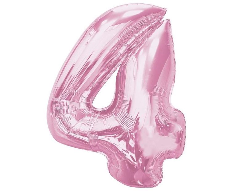 GoDan, Smart, balon foliowy, cyfra 4, jasnoróżowa, 92 cm