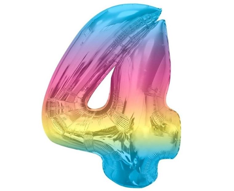 GoDan, Smart, balon foliowy, cyfra 4, tęczowa, 92 cm