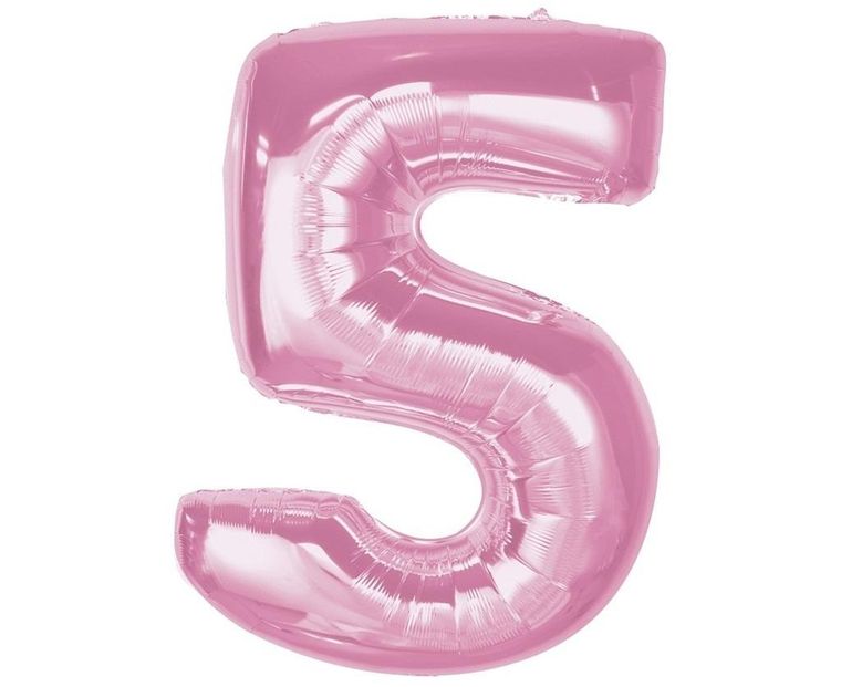 GoDan, Smart, balon foliowy, cyfra 5, jasnoróżowa, 92 cm