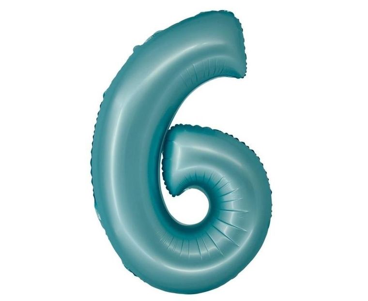 Godan, Smart, balon foliowy, cyfra 6 niebieski matowy, 76 cm