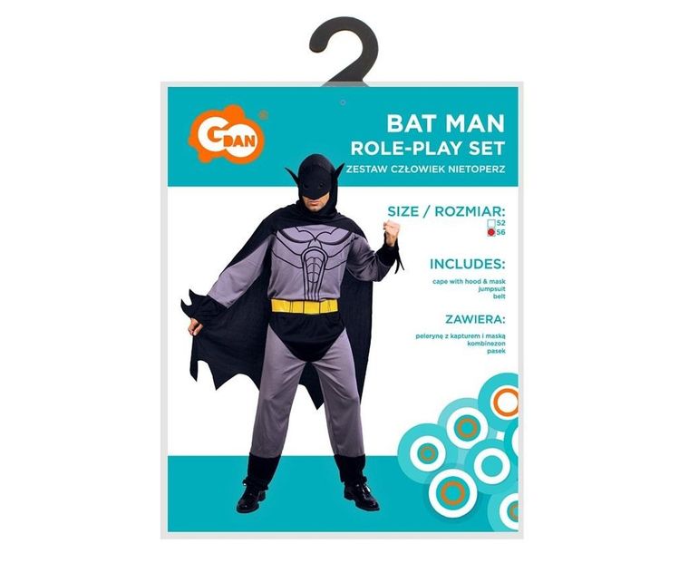 GoDan, strój dla dorosłych, Człowiek Nietoperz, rozmiar 56
